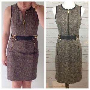 Michael Kors Black and Brown Tweed Dress
